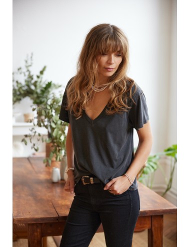 The V Neck Washed Black