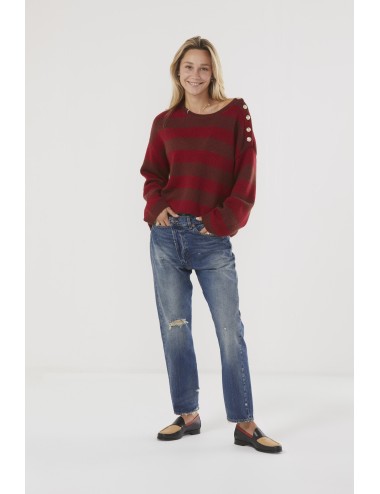 Pull ZITA - Bordeaux à rayures