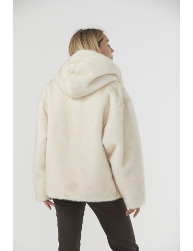 Veste à Capuche FAKE MINK - Ivory