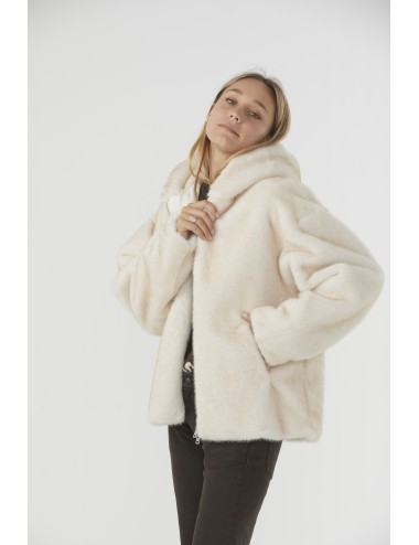 Veste à Capuche FAKE MINK - Ivory
