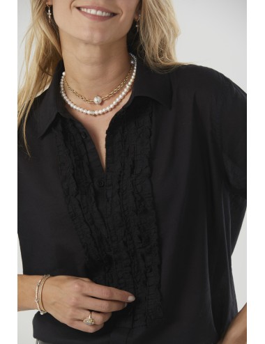 NATHAEL Ruffle Shirt - Midnight