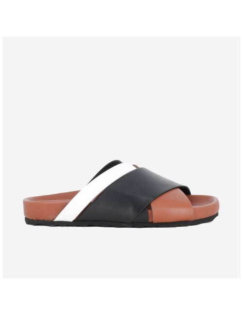 Sandales ALPHA CROSS BEACH  - Camel / Noir / Blanc