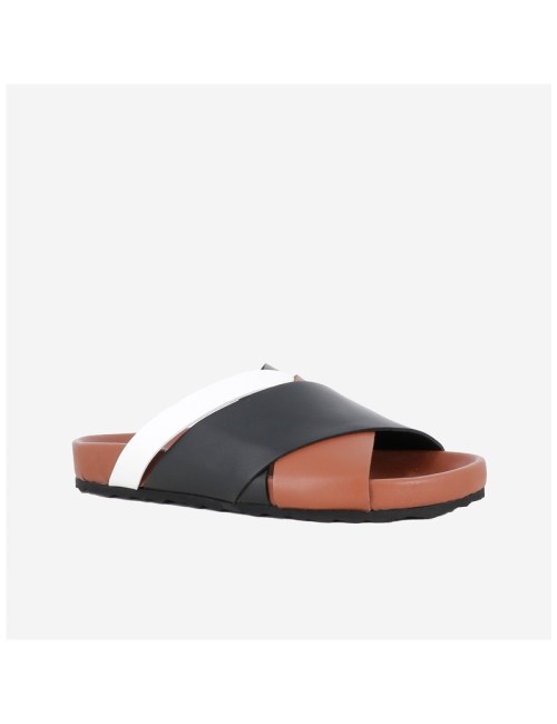 Sandales ALPHA CROSS BEACH  - Camel / Noir / Blanc