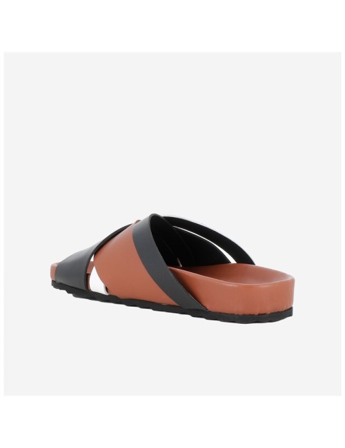 Sandales ALPHA CROSS BEACH  - Camel / Noir / Blanc